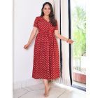 Red Bagru Hand Block Printed Cotton Dress