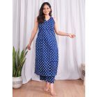 Indigo Dabu Hand Block Printed Cotton Kurta with Pants- Set of 2