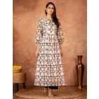 Off White Hand Block Printed Cotton Kurta with Palazzo - Set of 2