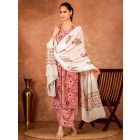 Pink Hand Block Printed Cotton Suit - Set of 3