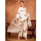 Off White Pink Hand Block Printed Cotton Suit - Set of 3