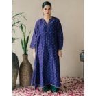 Purple Bandhani Chanderi Kurta with Slip and Pants - Set of 2