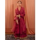 Pink Hand Embroidered Chanderi Silk Suit - Set of 3