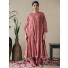 Red Bandhani Cotton Mulmul Kurta with Slip and Pants - Set of 2