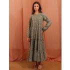 Green Bandhani Cotton Cambric Dress