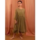Green Embroidered Kota Doria Dress with Slip