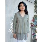 Olive Green Embroidered Cotton Top