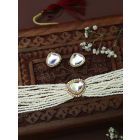 Gold Toned Handcrafted Brass Pearl Choker with Earrings- Set of 2