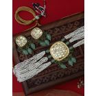 Gold Toned Handcrafted Brass Choker with Earrings- Set of 2