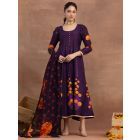 Purple Printed Cotton Kurta with Dupatta- Set of 2