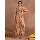 Beige Printed Cotton Co-ord Set- Set of 2