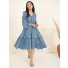Blue Lace Cotton Dress