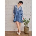 Blue Grey Hand Block Printed Cotton Mulmul Dress