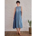 Blue Hand Block Printed Cotton Mulmul Dress with Slip