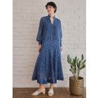 Blue Hand Block Printed Cotton Mulmul Dress with Slip