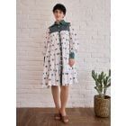 White Green Hand Block Printed Cotton Dress
