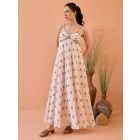 Peach Hand Block Printed Chiffon Dress