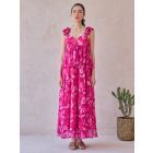 Fuchsia Printed Chiffon Dress