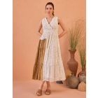 White Hand Block Printed Cotton Mulmul Dress