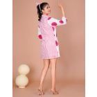 White Pink Hand Block Printed Cotton Dress