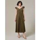 Olive Green Cotton Linen Dress