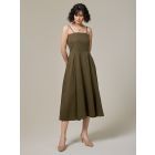 Olive Green Cotton Linen Dress