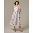 White Pink Hand Painted Cotton Slub Dress