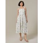 White Lavender Hand Painted Cotton Linen Dress