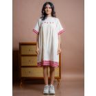 White Hand Embroidered Organic Cotton Dress