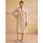 Beige Chanderi Kurta with Pants- Set of 2