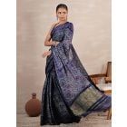 Indigo Hand Block Printed Modal Tissue Saree