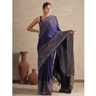 Blue Hand Block Printed Modal Tissue Saree