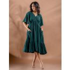 Green Hand Embroidered Organic Cotton Dress