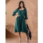 Green Hand Embroidered Organic Cotton Dress