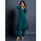 Teal Green Organic Cotton Kurta with Pants - Set of 2