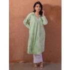 Green Embroidered Cotton Kurta