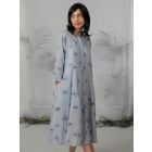Grey Embroidered Cotton Dress