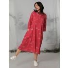 Red Embroidered Cotton Dress