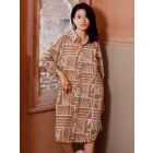 Brown Printed Cotton Dress