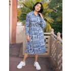 Blue Printed Cotton Dress