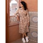 Brown Printed Cotton Dress