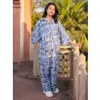 Blue Printed Cotton Co-ord Set- Set of 2