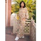 Brown Printed Cotton Co-ord Set- Set of 2
