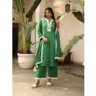 Green Lace Mulmul Dupatta