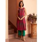 Pink Woven Cotton Kurta with Pants- Set of 2