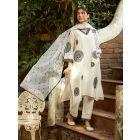 Ivory Hand Block Printed Organza Dupatta