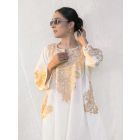 Off White Tilla Embroidered Cotton Mulmul Kurta with Pants - Set of 2