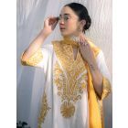 White Aari Embroidered Cotton Suit - Set of 3