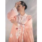 Pastel Pink Aari Embroidered Chanderi Silk Suit - Set of 3