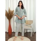 Green Hand Block Printed Cotton Co-ord Set- Set of 2